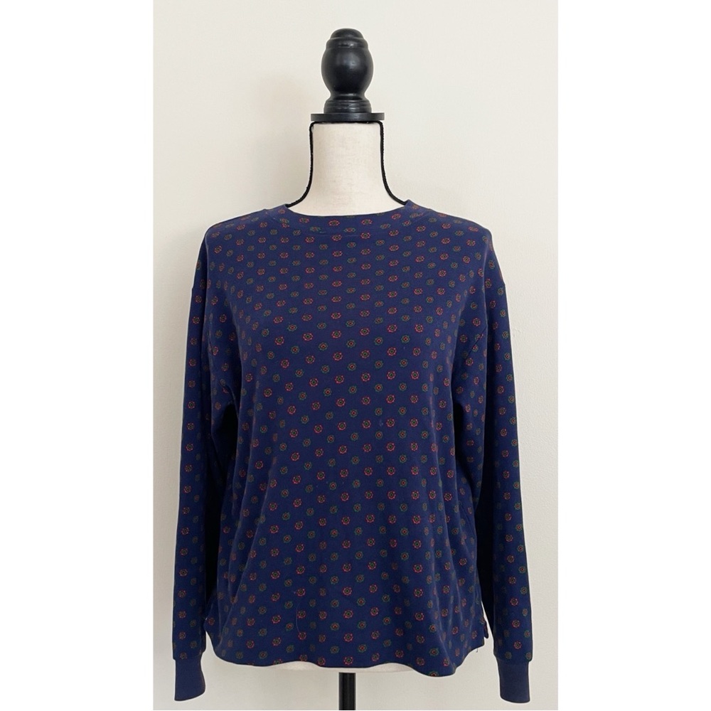 Vintage 90s United Colors of Benetton Crew Neck Long Sleeve Patterned T-Shirt